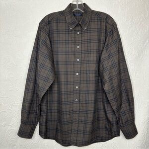 Burberry M Brown Black Nova Plaid Long Sleeve Button-Down Shirt